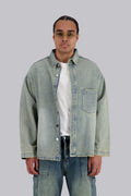 REDU Distressed Denim Shirt Light Blue Tint