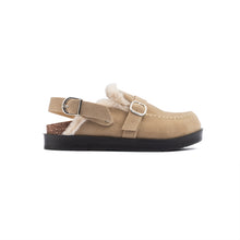 Beige Strapped Fur Clogs