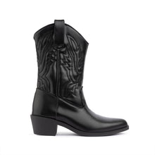 Black Nappa Stiched Cowboy Boot