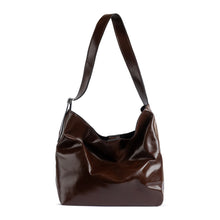 Nina Brown Glazed Leather Shoulder Bag