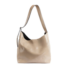 Nina Beige Glazed Leather Shoulder Bag