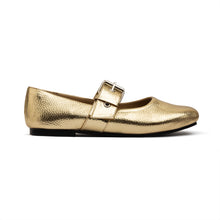 Belt Flat Mary Janes Pebbled Metallic