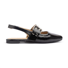 Belt Flat Slingbacks Glazed Leather