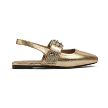 Belt Flat Slingbacks Pebbled Metallic