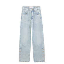 Light Blue Ankle Snap Straight Leg Jeans