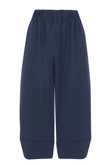 Navy Blue Balloon Linen Pants