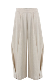 Light Beige Wide Leg Linen Pants