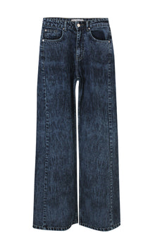 Mid Blue Acid Wash Flared Leg Jeans