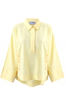 Butter Yellow Linen Half V Shirt