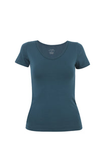 Petroleum Short Sleeves V-Neck Top