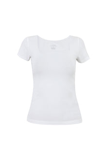 White Square Neck Short Sleeves Top