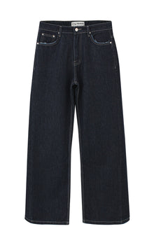 Raw Navy Blue Flared Leg Jeans