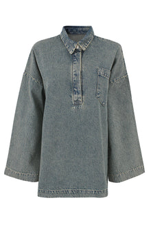 Dark Blue Tint V Denim Top