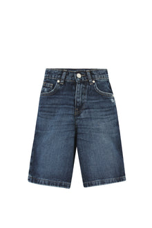 Dark Blue Faded Denim Bermuda Shorts