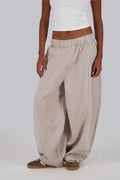 Dark Beige Balloon Linen Pants