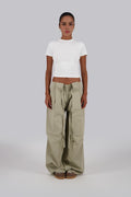 Khaki Fold-Over Waistband Trousers