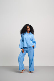 Blue Linen V Shirt