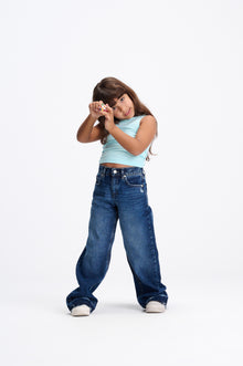 Dark Blue Wide Leg Jeans