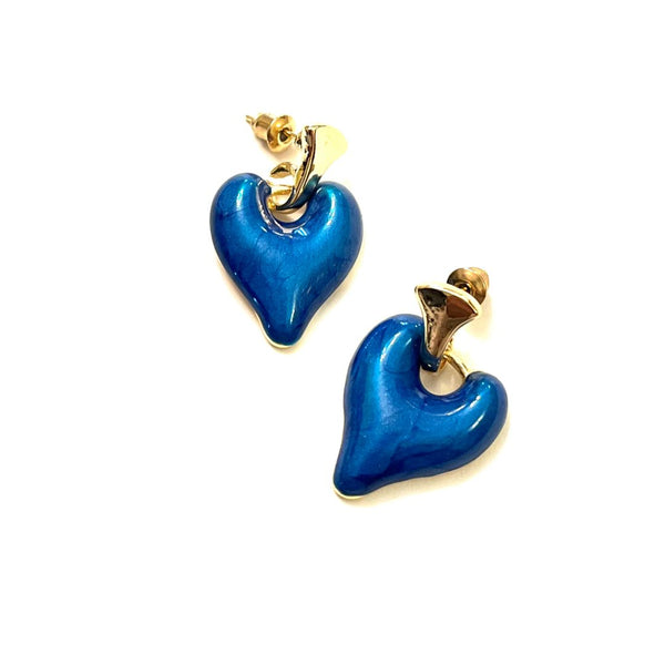 Royal Blue Heart Earrings
