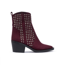 Burgundy Suede Studded Cowboy Boot
