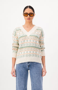 Patterned V-Neck Sweater