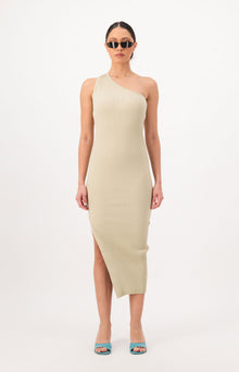 One Shoulder Slit Knit Dress
