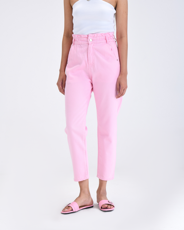 Pink Double Flutter Waist Jeans