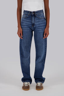 Dark Blue Mid Rise Straight Jeans