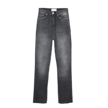 Dark Grey Faded Classic Jeans With Slits