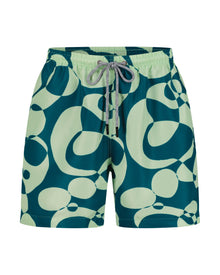 Green Abstract Swim Shorts