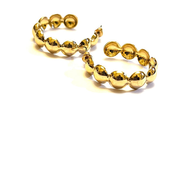 Gold Medium Connected Scoops Hoops