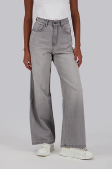 Light Grey Mid Rise Wide Leg Jeans