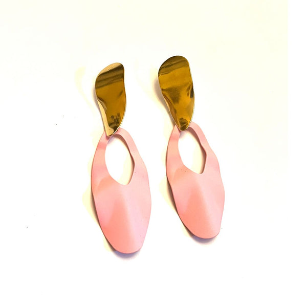 Polished Baby Pink Drop Earrings