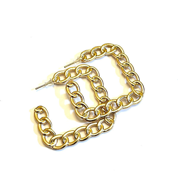 Gold Sqaured Chain Earrings