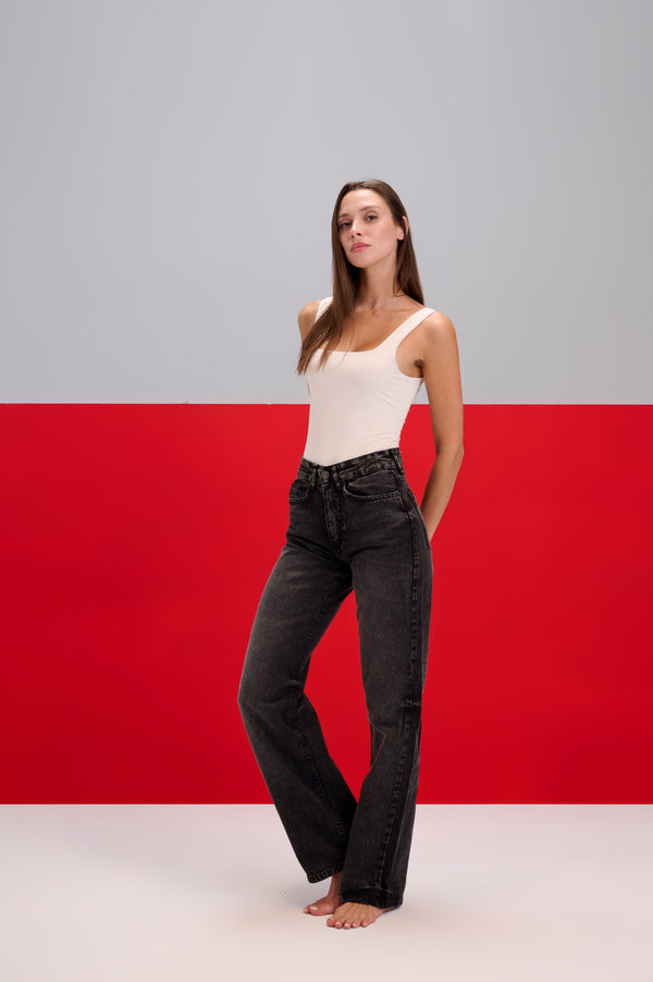 Dark Grey Wide Leg Jeans