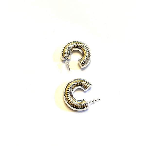 Silver Corrugated Chunky Hoops