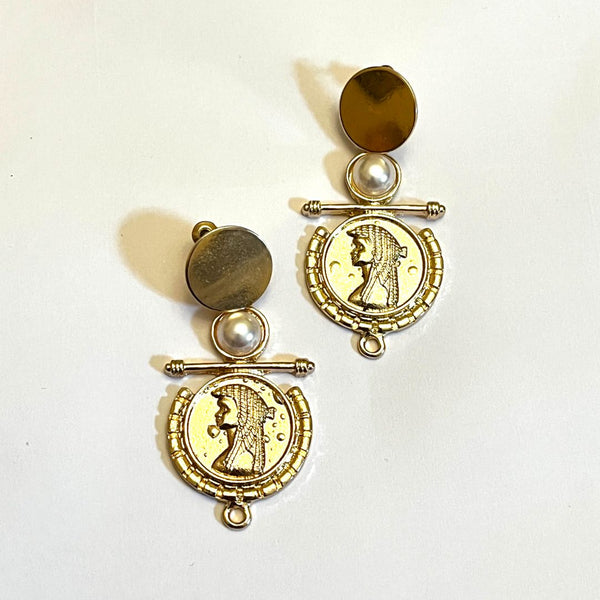 Gold Vintage Coin Earrings