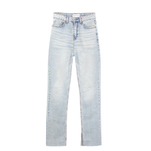 Light Blue Faded Classic Jeans With Slits