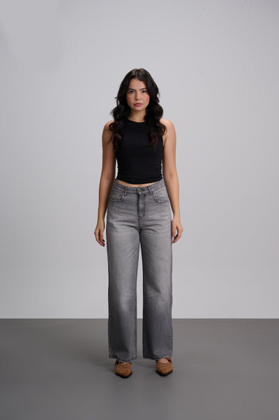 Light Grey Oversized Tapered Baggy Jeans