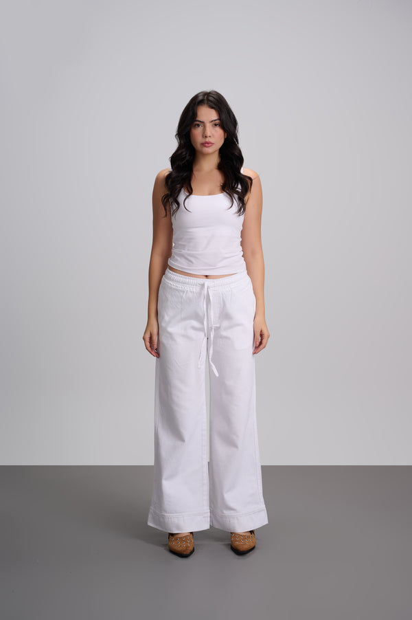 White Wide Leg Set Pants