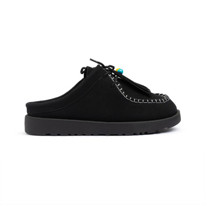 Black Moccasin Laced Slipper