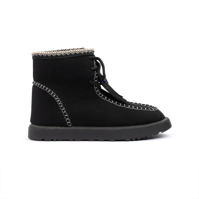 Black Moccasin Laced Boot