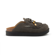 Dark Grey Fringe Moccasin Clogs