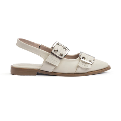 Double Buckle Slingback Flats Nappa