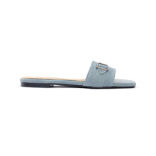 Buckle Stripe Slippers Denim