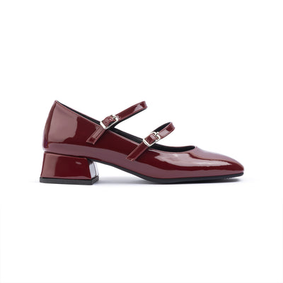 Burgundy Low Heel Vernis Mary Jane