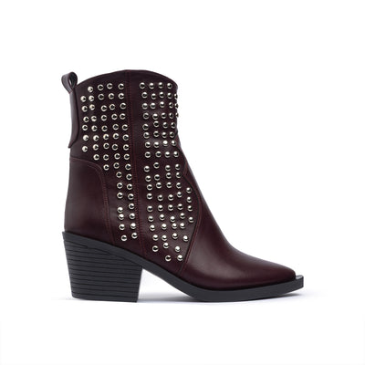 Burgundy Nappa Studded Cowboy Boot