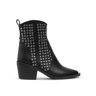 Black Nappa Studded Cowboy Boot