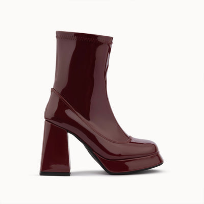 Burgundy Vernis Disco Ankle Boot