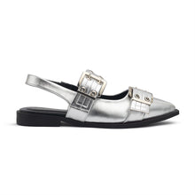 Double Buckle Slingback Flats Metallic